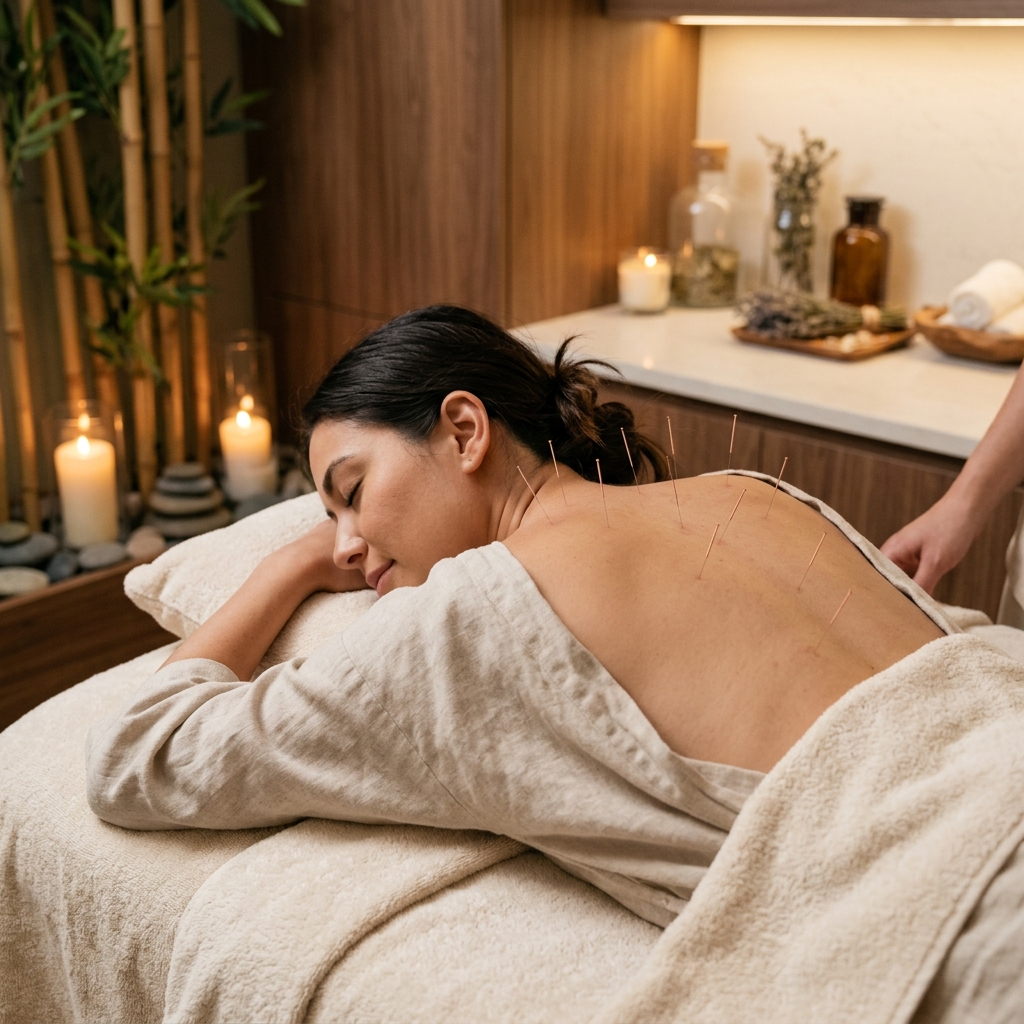 Acupressure treatment session
