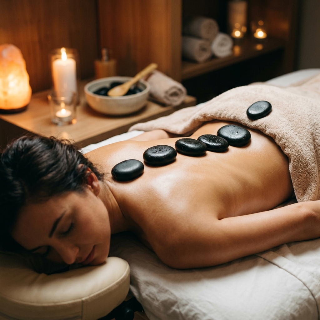 Heated stone massage therapy